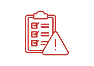 citizen illicit discharge report icon - graphic of report on clipboard with caution sign