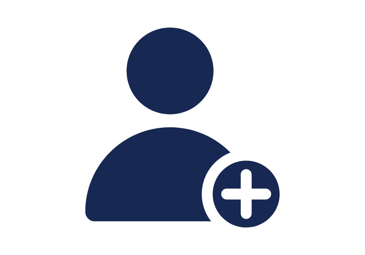 register icon, person with plus sign