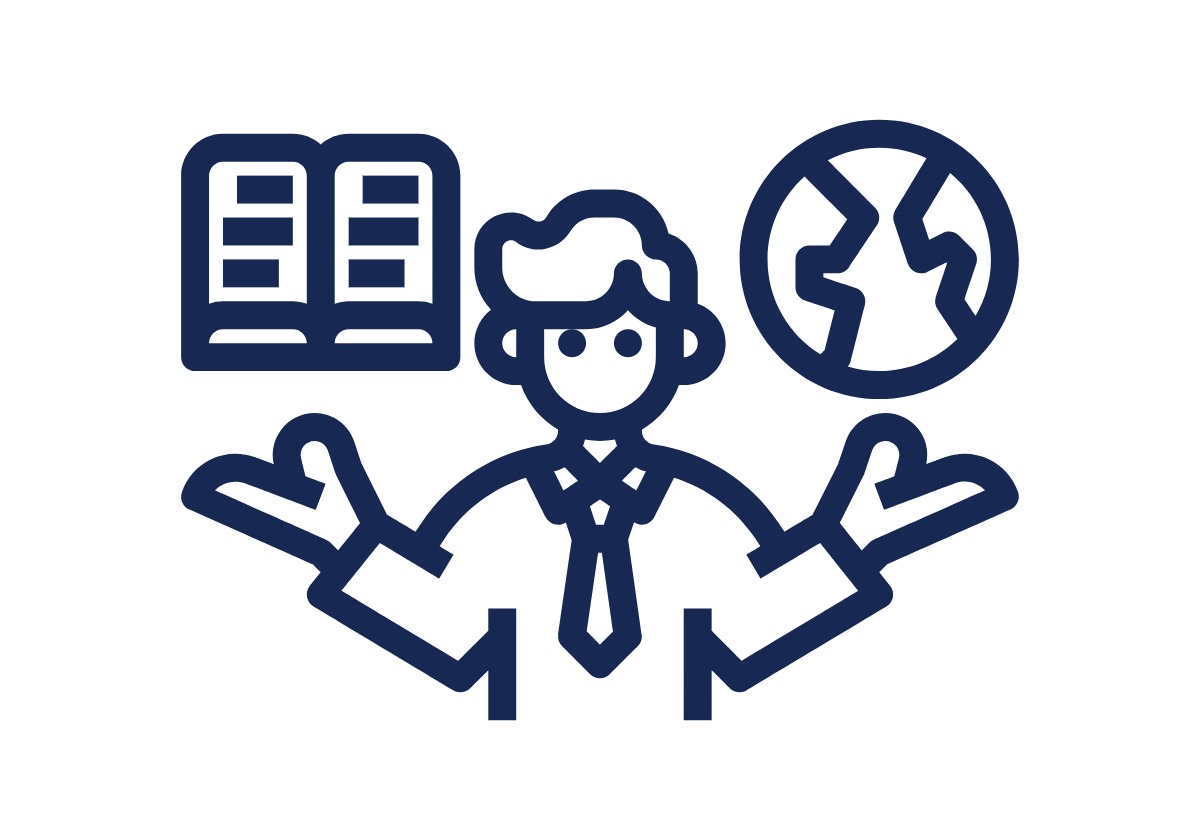 become a program instructor, icon of teacher with book and globe