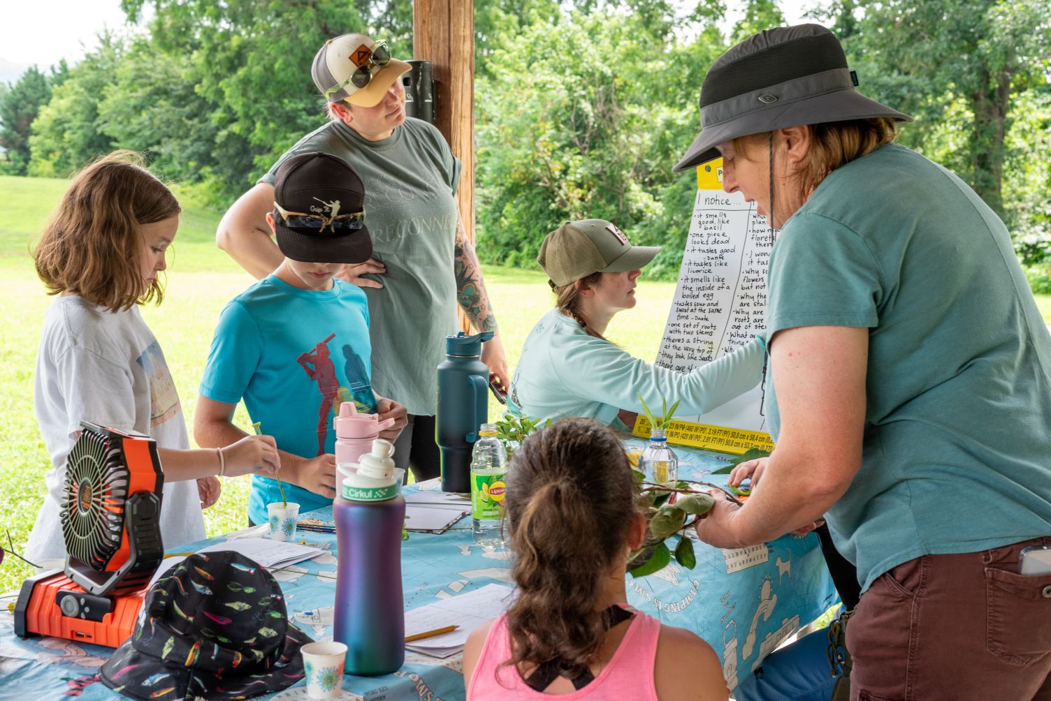 Children participating in an outdoor youth camp held at Crimora Park.